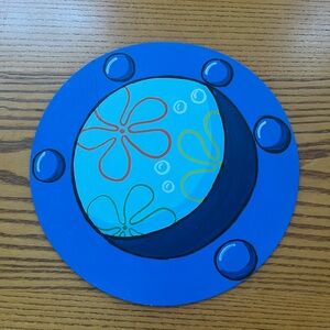 SpongeBob SquarePants Cartoon Hand Painted Underwater Window Wooden Wall Art